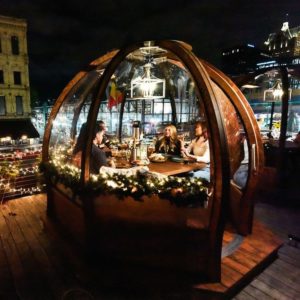 Benelux Lux domes alit on the rooftop of the Third Ward restaurant
