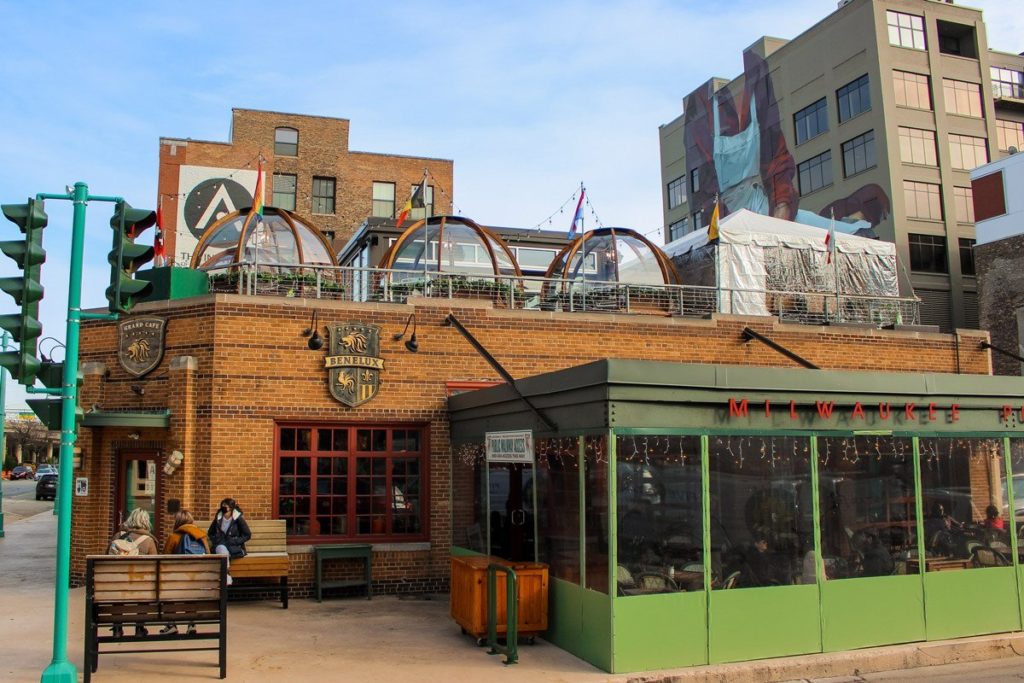 Enclosed outdoor eating space in Milwaukee's Third Ward