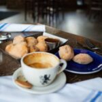 Coffee and holes de donuts (apple cider donut holes) from Café Centraal